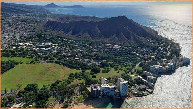 View of Diamond Head crater from the air