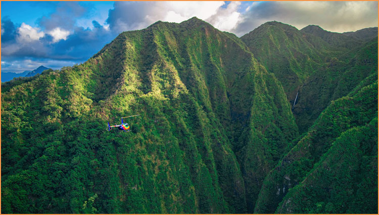 Rainbow Helicopters Flying into the Koolau Mountains