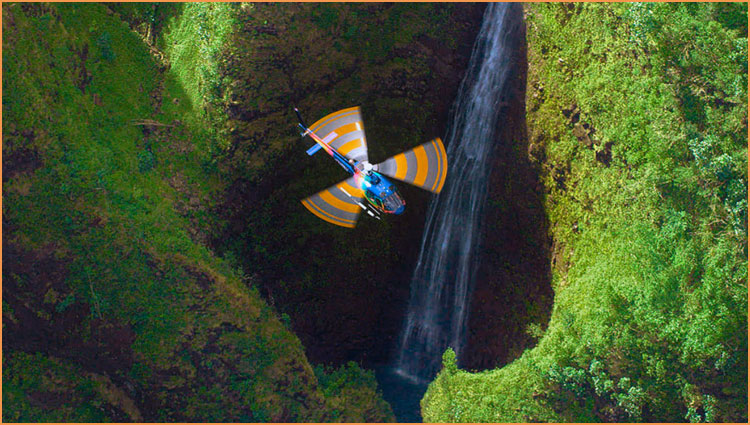Hovering over a hidden waterfall on Oahu