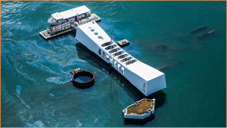 Oil leaking from the wreckage of the USS Arizona, known as Black Tears