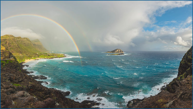 Rainbows appearing after a rain in Hawaii
